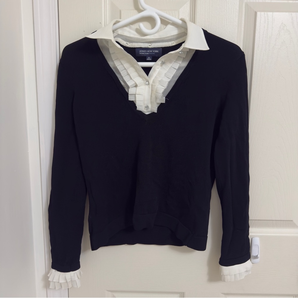 Small Petite Size Jones New York Black Long sleeves Top